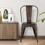 Lot de 4 chaises de salle � manger style industriel chaise m�tal empilable int�rieur / ext�rieur (bronze) ...