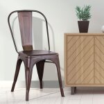 Lot de 4 chaises salle � manger style industriel en m�tal empilable tabouret de cuisine vintage assise ...