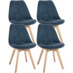 D�coshop26 - lot de 4 chaises de salle � manger style scandinave en velours c�tel� bleu fonc� cds10391 ...