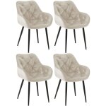 Clp - lot de 4 chaises de salle � manger tanna en velours pi�tement en m�tal noir cr�me