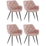 Clp - lot de 4 chaises de salle � manger tanna en velours pi�tement en m�tal noir rose