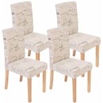 D�coshop26 - lot de 4 chaises de salle � manger en tissu cr�me imprim� pieds clairs cds04129