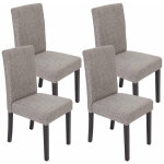 D�coshop26 - lot de 4 chaises de salle � manger en tissu gris pieds fonc�s cds04128