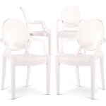Privatefloor - lot de 4 chaises de salle  manger - transparentes - design avec accoudoirs - louis xiv ...