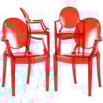Privatefloor - lot de 4 chaises de salle  manger - transparentes - design avec accoudoirs - louis xiv ...