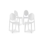 Lot de 4 chaises de salle � manger transparentes - victoria queen blanc