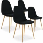 Intensedeco ? lot de 4 chaises scandinaves bali en tissu noir ? pieds en m�tal oblique ? conception ergonomiqu ...