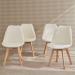 Sweeek - lot de 4 chaises scandinaves nils rev�tement bouclette blanche. pieds bois de h�tre. chaise ...