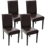 Hhg - lot de 4 chaises de sjour littau, simili - cuir, marron, pieds foncs