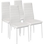 Lot de chaises avec surpiqre ensemble 4 salle  manger aspect cuir ergonomique blanc -