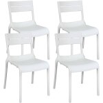 Oviala - lot de 4 chaises de terrasse en plastique blanches