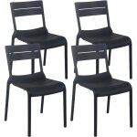 Oviala - lot de 4 chaises de terrasse en plastique noires