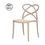 Lot de 4 chaises tress�es en polypropyl�ne taupe ? confortables pour int�rieur et ext�rieur ? hauteur ...