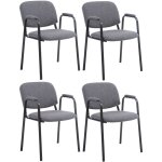 Clp - lot de 4 chaises de visiteur ken pro en tissu avec accoudoirs gris