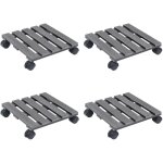 Maison chic - lot de 4 chariots  plantes support et plateau pour jardinire gris 30x30x7, 5 cm wpc 93076 ...