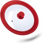 Lot de 4 couvercles casseroles l, en verre rebord d�grad� en silicone, casseroles et po�les 26 - 30 cm, ...