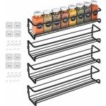 Lot de 4 �tag�res � �pices en m�tal � fixation murale avec adh�sif ou � visser, noir