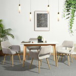 Meubles cosy lot de 4 fauteuil chaises de salle à manger scandinave en tissu beige Meubles cosy lot de 4 fauteuil chaises de salle à manger scandinave en tissu beige