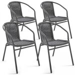 Oviala - lot 4 fauteuils de jardin aluminium et rsine noir