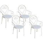 Lot de 4 fauteuils de jardin empilables en m�tal fa�on fer forg� - blanc - guermantes de mylia