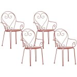 Vente - unique - lot de 4 fauteuils de jardin empilables en m�tal fa�on fer forg� - terracotta - guermantes ...