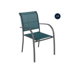 Hesperide - lot de 4 fauteuils de jardin en texaline piazza bleu canard / graphite - hesp�ride