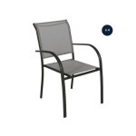 Hesperide - lot de 4 fauteuils de jardin en texaline piazza galet / graphite
