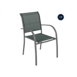 Hesperide - lot de 4 fauteuils de jardin en texaline piazza olive / graphite - hesp�ride