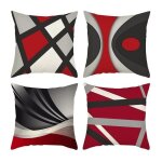 Lot de 4 housses de coussins 40x40cm motif g�om�trique housses de coussin d�coratives en coton lin taie ...