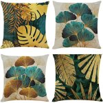 Lot de 4 housses de coussin coton lin taie d'oreiller d�coratif carr� , 45 x 45 cm avec fermeture �clair ...