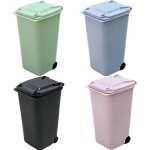 Lot de 4 mini poubelles � roulettes pour fournitures de bureau