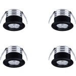 Lot de 4 mini spots led encastrables, 3 w, blanc chaud noir