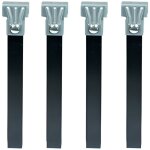Lot de 4 pieds pour sommier en m�tal coloris noir - hauteur 30 cm x 3 cm