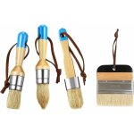 Lot de 4 pinceaux pour peinture � la craie et � la cire - pinceaux � poils - pinceaux plats et ronds. ...