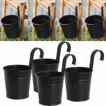 Lot de 4 pots de fleurs à suspendre en fer noir avec crochet amovible pour extérieur intérieur ou extérieur ... Lot de 4 pots de fleurs à suspendre en fer noir avec crochet amovible pour extérieur intérieur ou extérieur ...