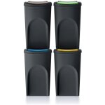 Keden - lot de 4 poubelles sortibox 100% plastique recycl, noir, 140l