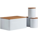 Lot de 4 rangements cuisine bianco wenko boite  pain couvercle planche  dcouper bambou et 3 boites ...