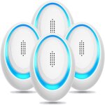 Lot de 4 r�pulsifs � ultrasons pour insectes, pi�ge �lectronique � souris pour l'int�rieur, insert r�pulsif ...