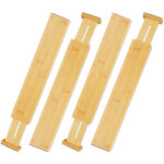 Lot de 4 s�parateurs de tiroir, bambou, diviseur de meuble r�glable pour couverts, bureau, 6 x 55 cm, ...