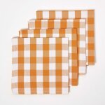 Homescapes lot de 4 serviettes de table � grands carreaux vichy en coton, orange