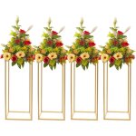 Gojoy - lot de 4 supports de fleurs 60 cm en m�tal dor� support colonne de vases g�om�triques support ...