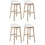 Mob - in - lot de tabourets de bar en ch�ne et assise plastique 75cm