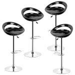 Lot de 4 tabourets de bar abs pivotant et r�glable en hauteur 55 cm - 75 cm, chaise de bar, noir