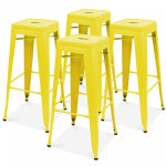 Lot de 4 tabourets de bar en acier jaune mat