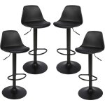 Lot de 4 tabouret bar, chaises de bar, chaise haute cuisine r�glable en hauteur en faux cuir, pied chrom�, ...