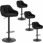 Woltu - lot de 4 tabourets de bar chenille + velours c�tel�, tabouret bar r�glable en hauteur avec dossier, ...
