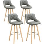Woltu - lot de 4 tabouret de bar, en cuir synthétique et bois massif avec dossier et repose - pieds, ... Woltu - lot de 4 tabouret de bar, en cuir synthétique et bois massif avec dossier et repose - pieds, ...