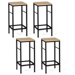 Idmarket ? lot de 4 tabourets de bar ? dimensions 32x32cm ? hauteur 67cm ? mat�riaux bois et m�tal ? ...