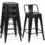 Relax4life lot de 4 tabouret de bar avec dossier amovible, chaise de bar empilable en mtal avec repose ...