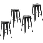 Homcom - lot de 4 tabourets de bar industriel empilables hauteur assise 76 cm m�tal noir